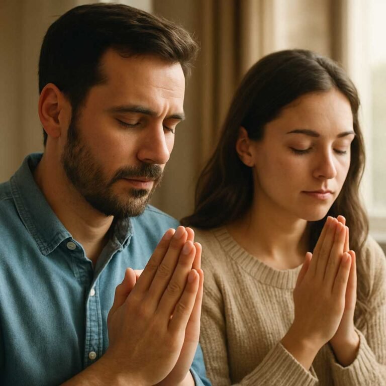 a man and woman praying