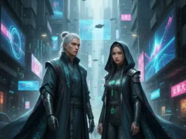 futuristic_daoist_cyberpunk_couple_man_woman