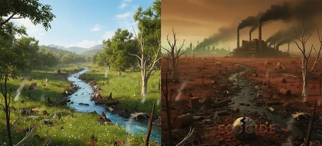 pristine landscape along side idustrialized landscape