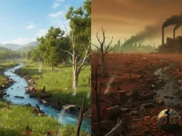 pristine landscape along side idustrialized landscape